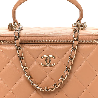 Chanel Lambskin Quilted Small Top Handle Vanity Case With Chain Beige 9 of 11