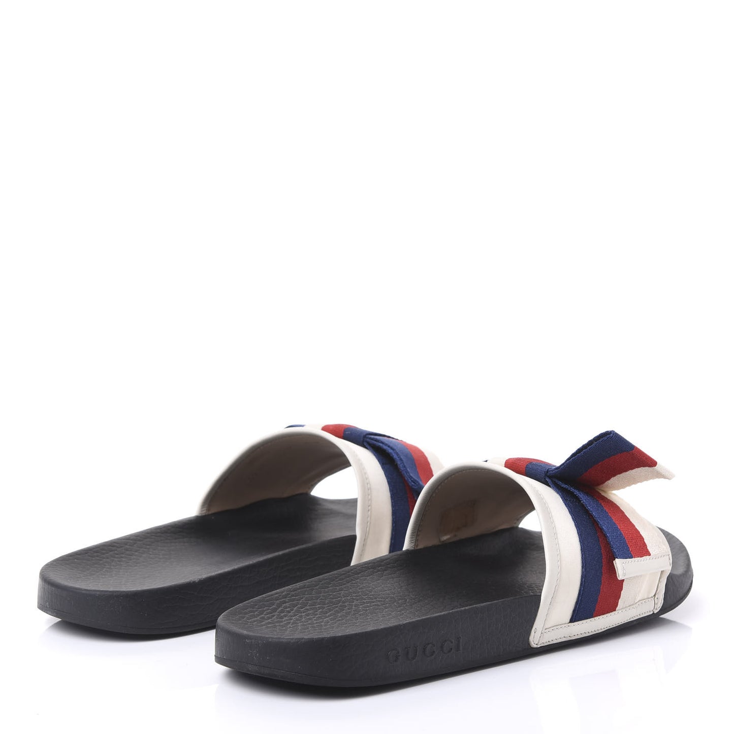 Satin Web Sylvie Bow Slide Sandals 42 White