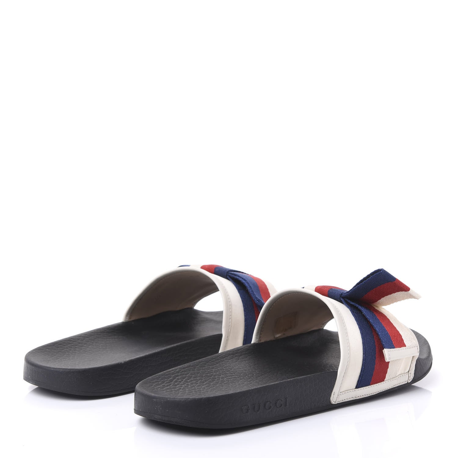 Gucci Satin Web Sylvie Bow Slide Sandals 42 White 4 of 8