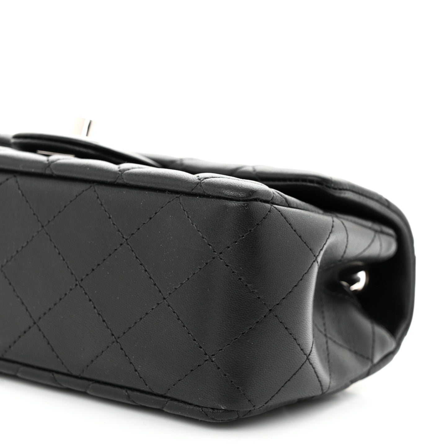 Lambskin Quilted Mini Rectangular Flap Black