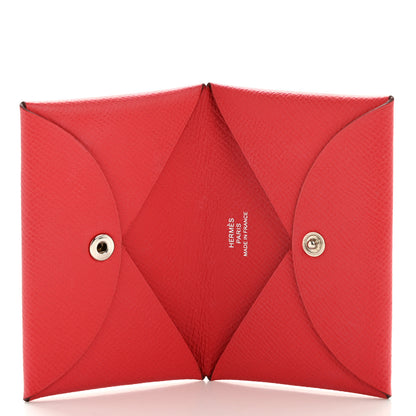 Hermes Epsom Calvi Card Case Rouge Casaque 5 of 8