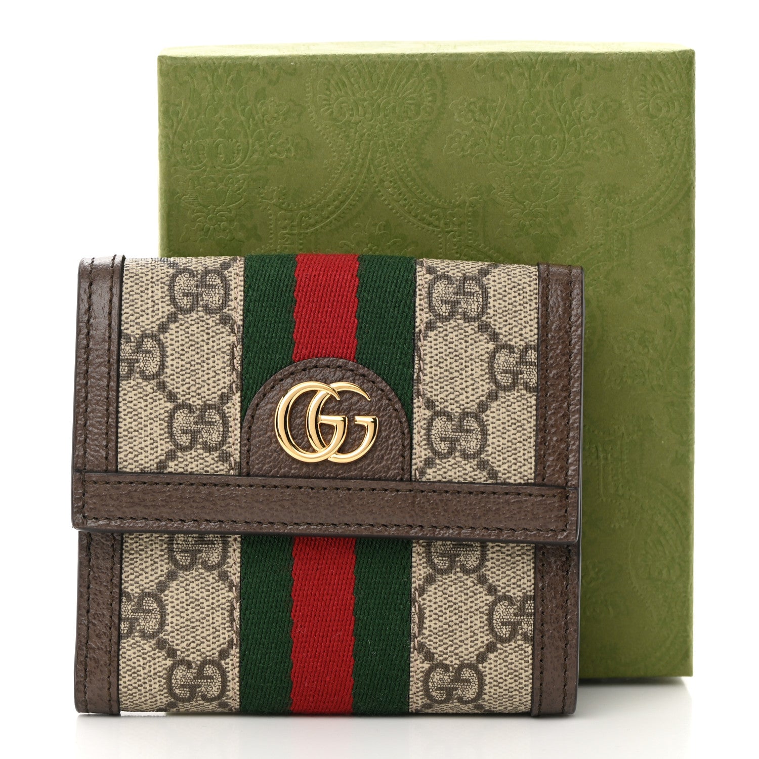 Gucci GG Supreme Monogram Web Ophidia French Flap Wallet Beige New Acero 12 of 12