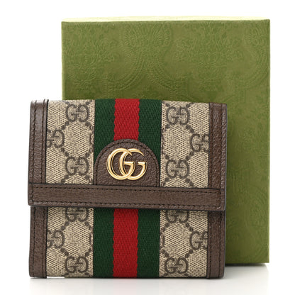 Gucci GG Supreme Monogram Web Ophidia French Flap Wallet Beige New Acero 12 of 12