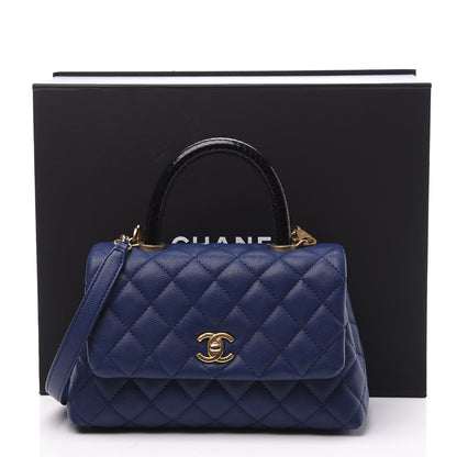 Chanel Caviar Elaphe Quilted Mini Coco Handle Flap Blue 10 of 10