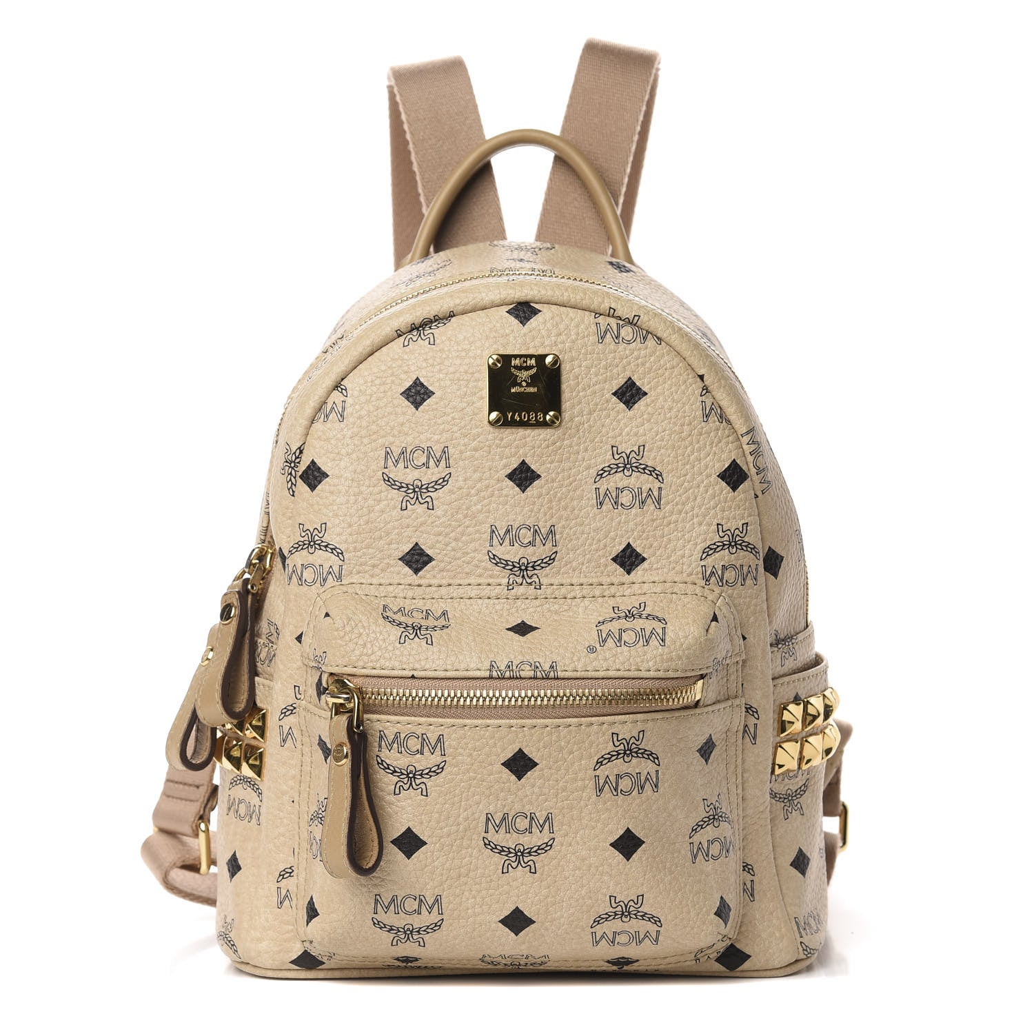 MCM Visetos Side Stud Mini Stark Backpack Beige 1 of 9