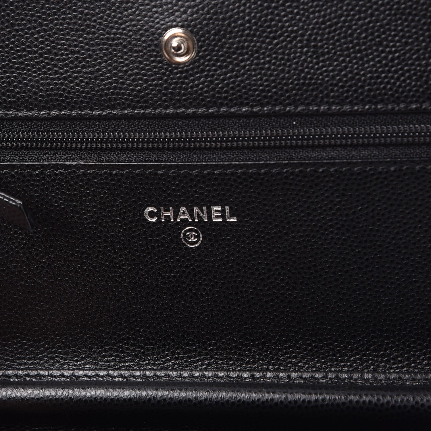 Chanel Caviar Chevron Quilted Wallet On Chain WOC Black 6 of 9