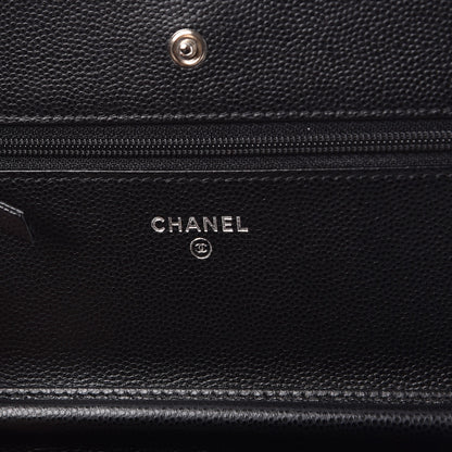 Chanel Caviar Chevron Quilted Wallet On Chain WOC Black 6 of 9