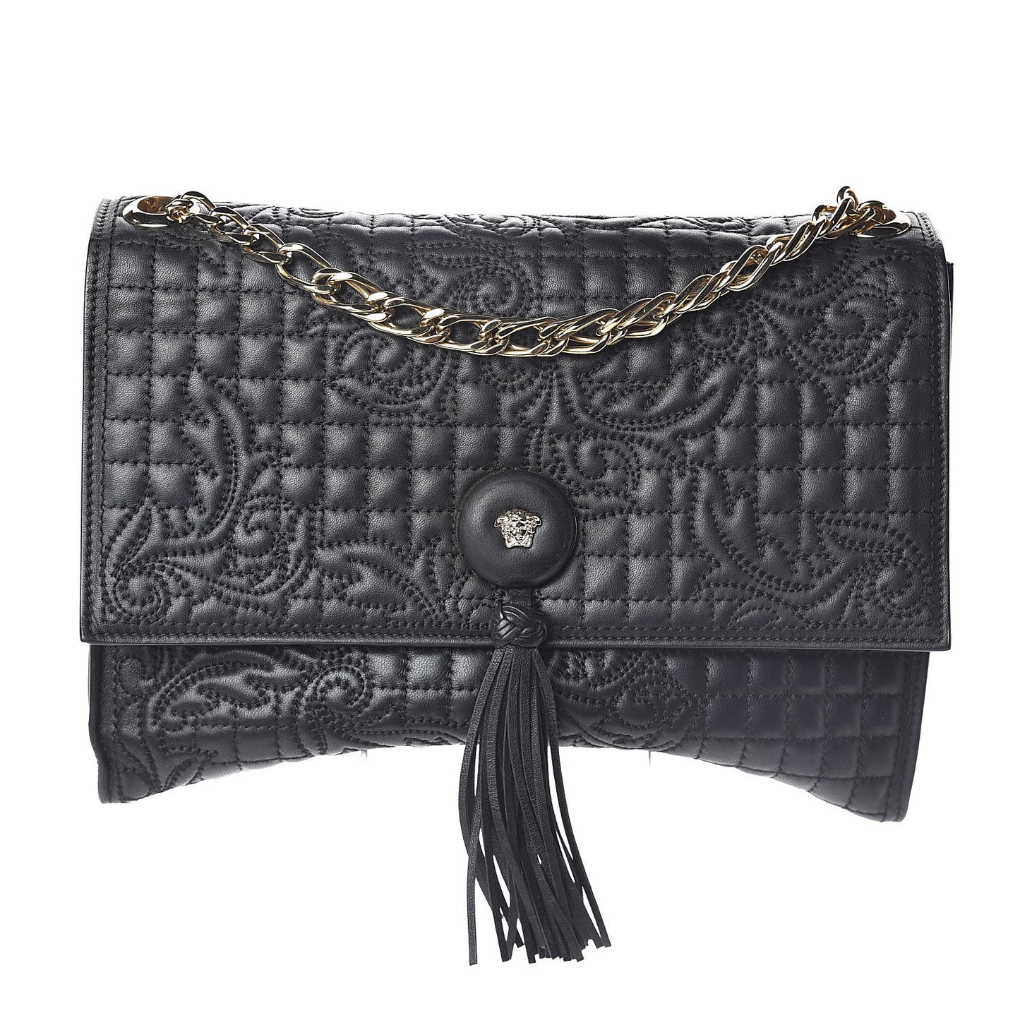 Nappa Barocco Quilted Vanitas Medea Shoulder Bag Black