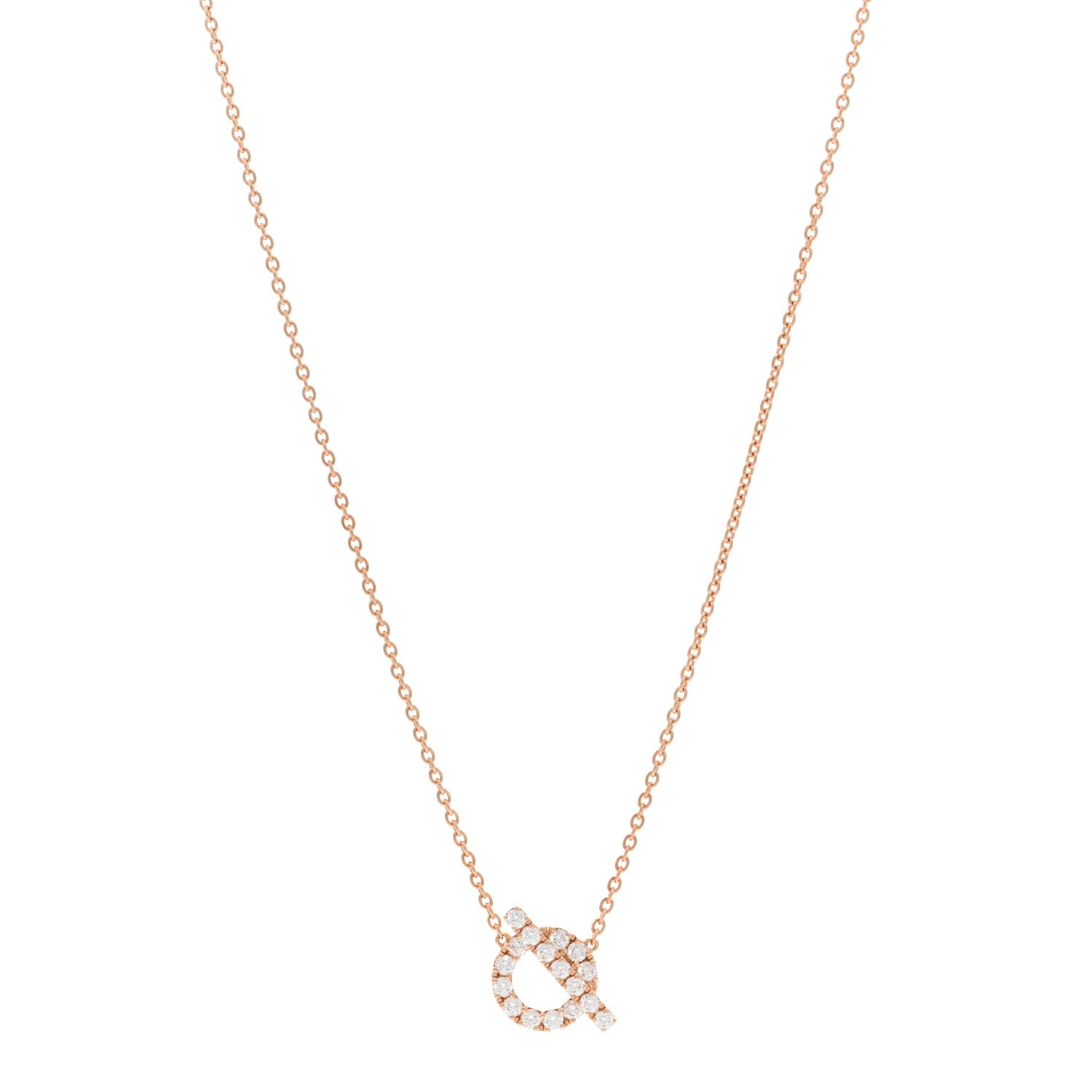 Hermes 18K Rose Gold Diamond Finesse Pendant Necklace 1 of 5
