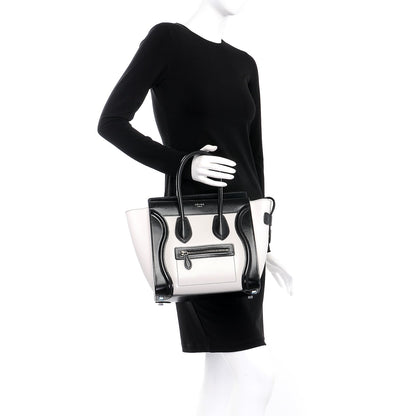 Celine Sleek Calfskin Micro Bi-Color Luggage Black White 2 of 7