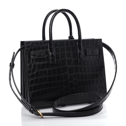 Saint Laurent Calfskin Crocodile Embossed Nano Sac De Jour Black 3 of 10