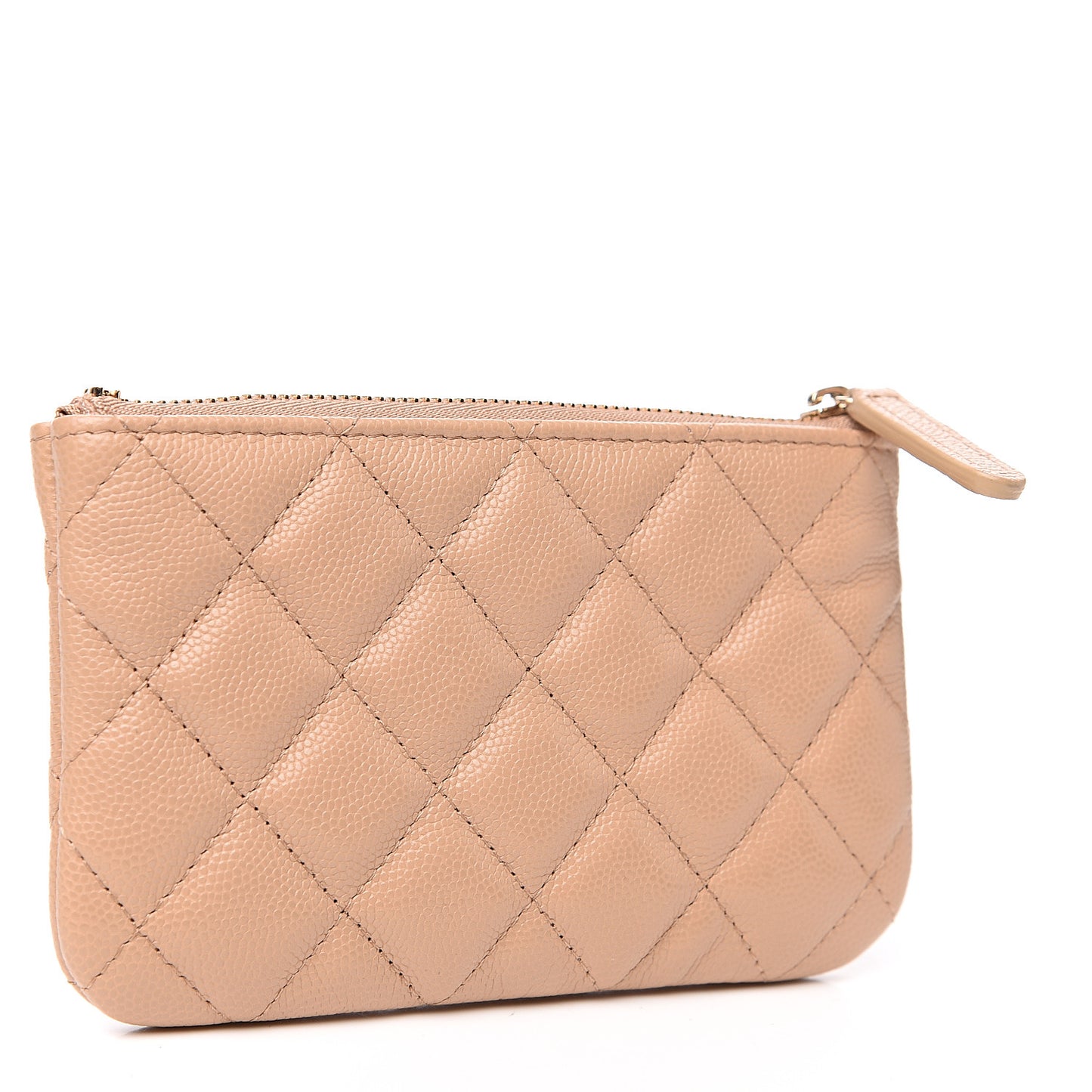 Caviar Quilted Small Cosmetic Case Beige