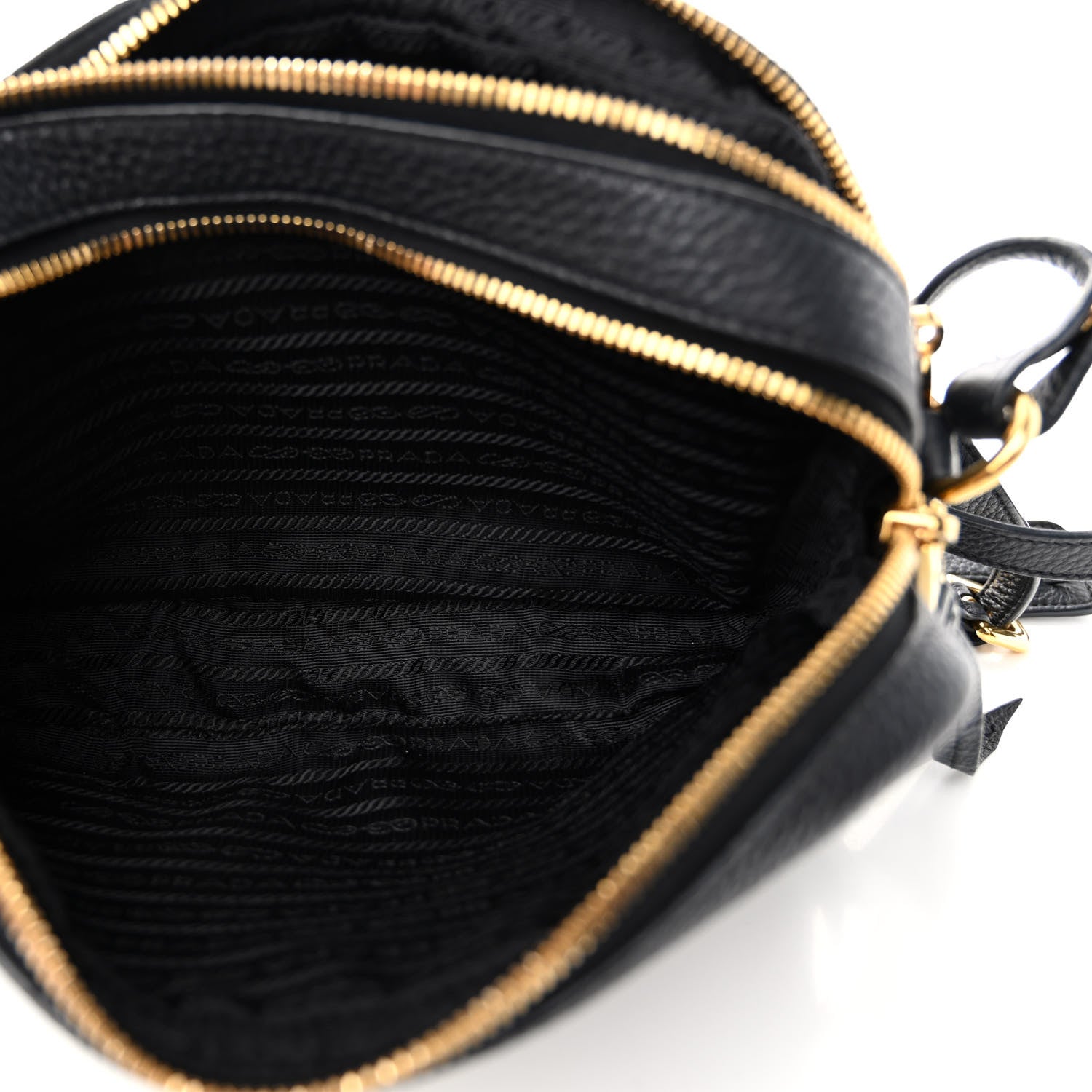 Prada Vitello Daino Medium Double Zip Shoulder Bag Black 6 of 10
