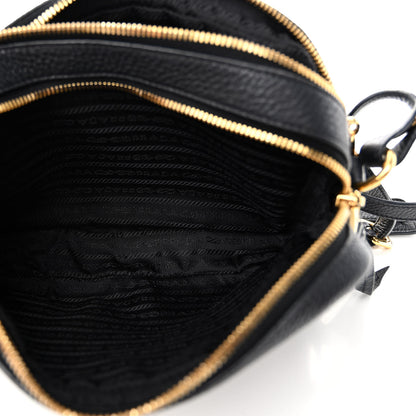 Prada Vitello Daino Medium Double Zip Shoulder Bag Black 6 of 10