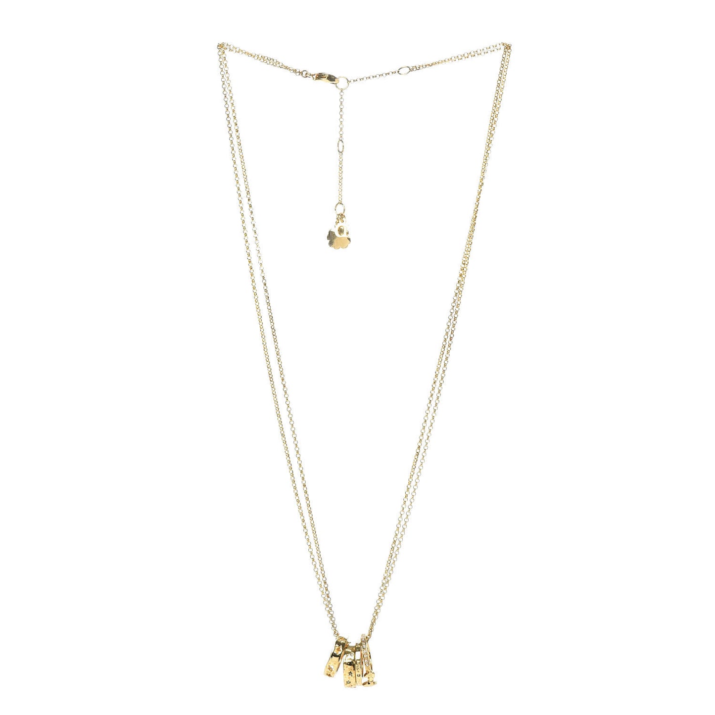 Crystal Rings Double Chain Necklace Gold