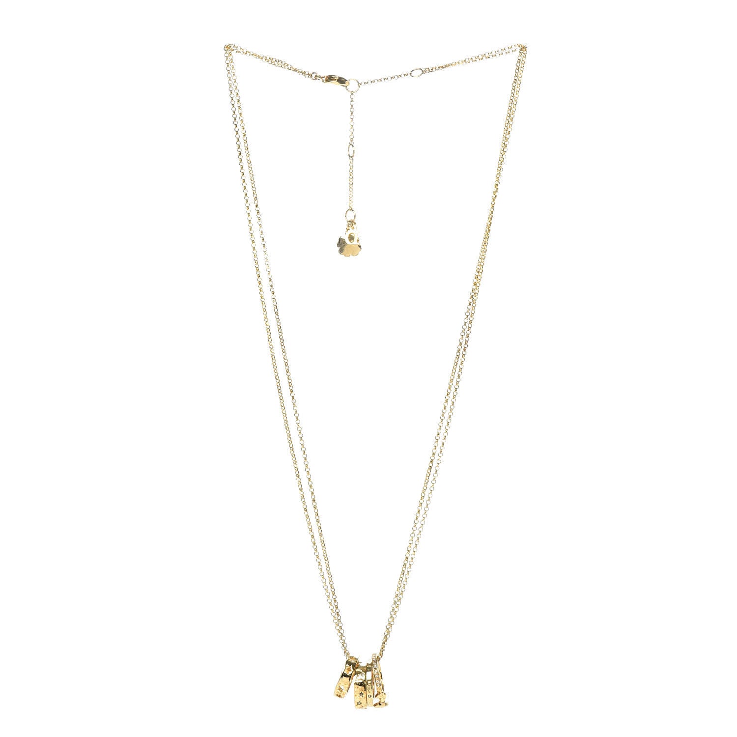 Christian Dior Crystal Rings Double Chain Necklace Gold 3 of 5