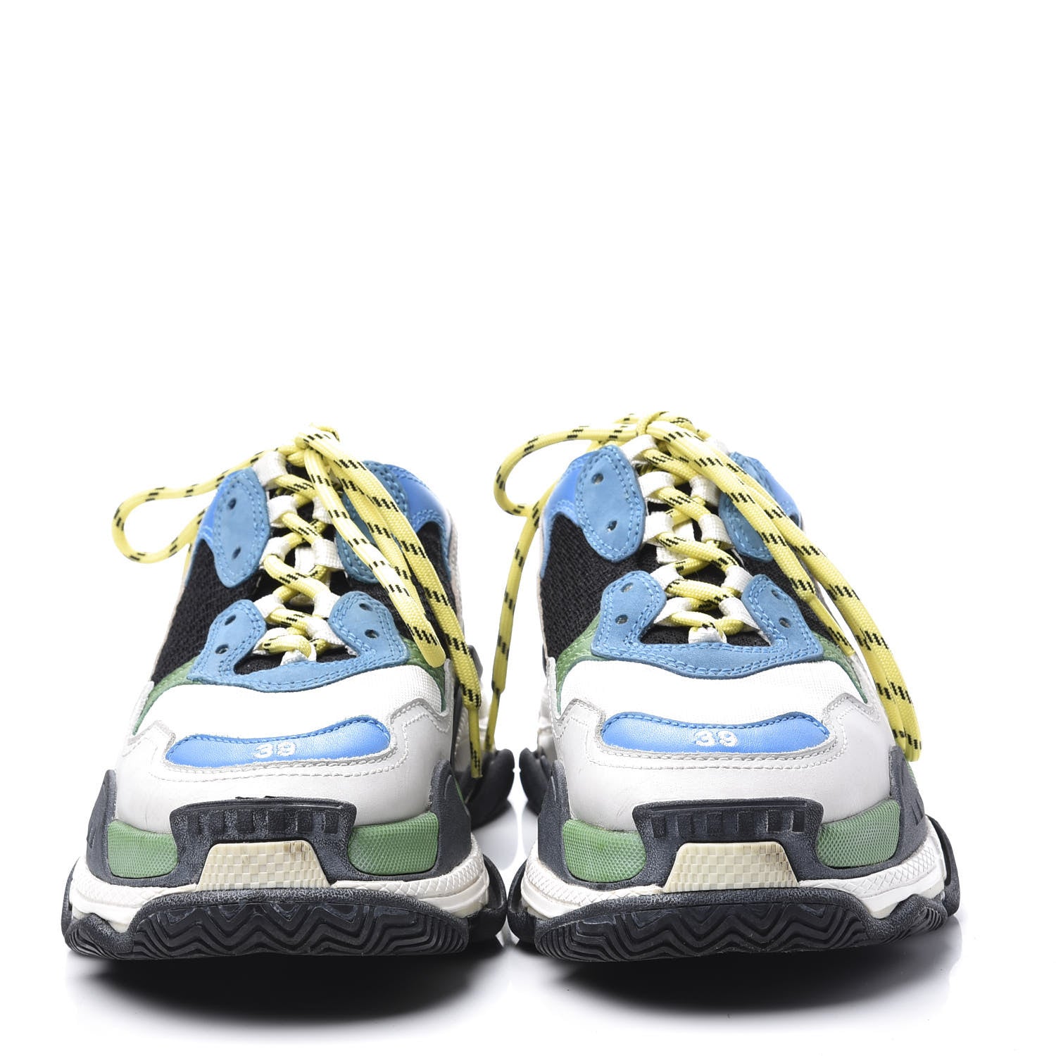 Balenciaga Fabric Mesh Nappa Mens Triple S Sneakers 39 Bleu White Vert Jaune 2 of 10
