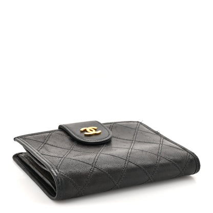 Chanel Lambskin Diamond Stitched Compact French Wallet Black 4 of 14