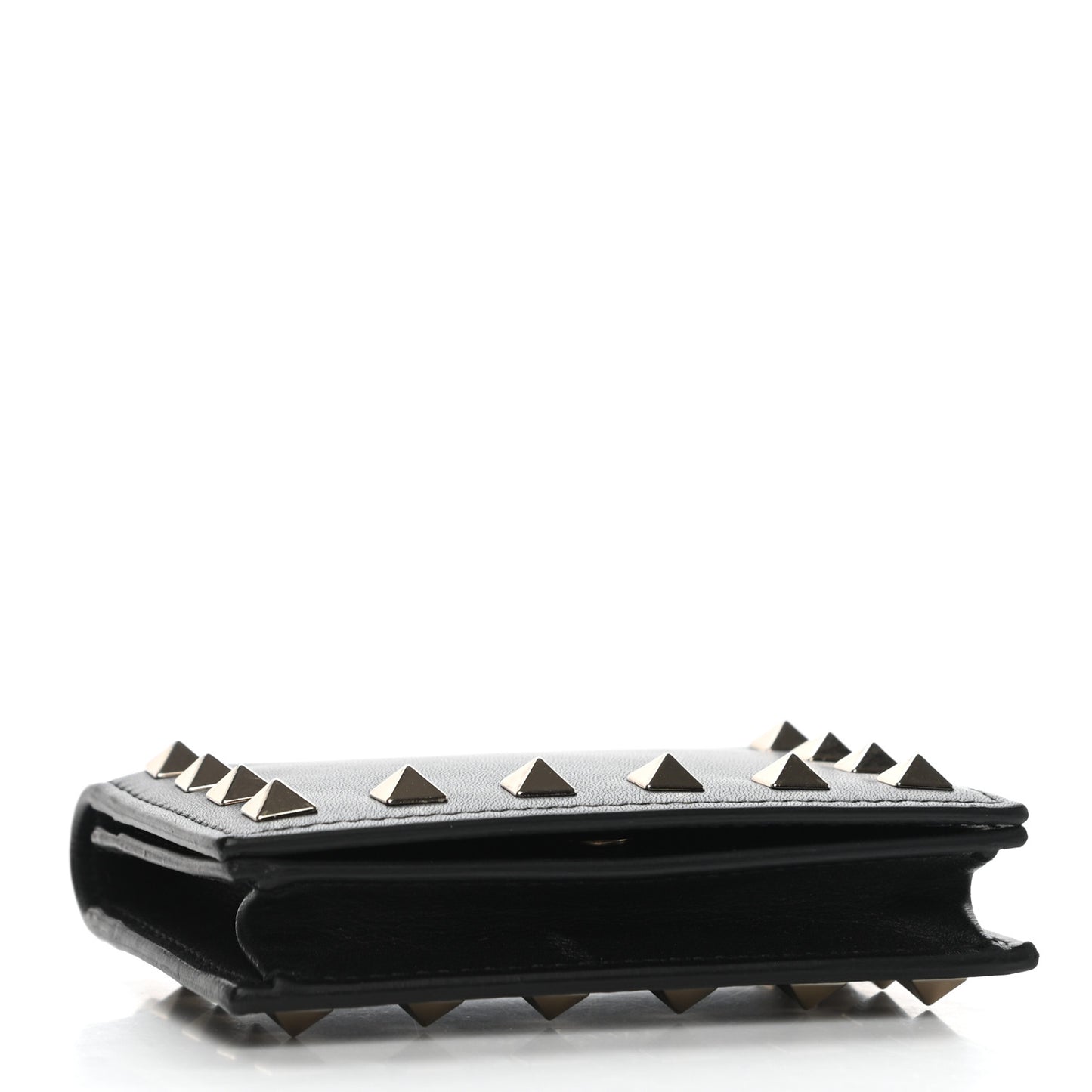 Calfskin Rockstud Bi-Fold Card Holder Black