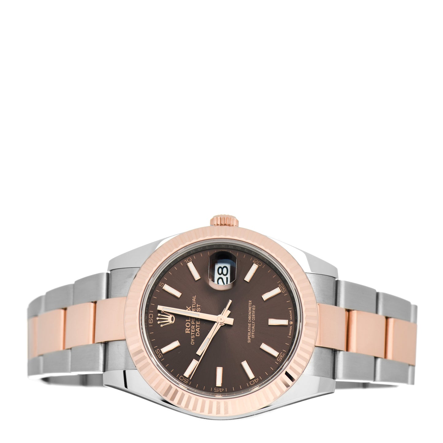 Stainless Steel 18K Everose Gold 41mm Oyster Perpetual Datejust Watch Chocolate 126331