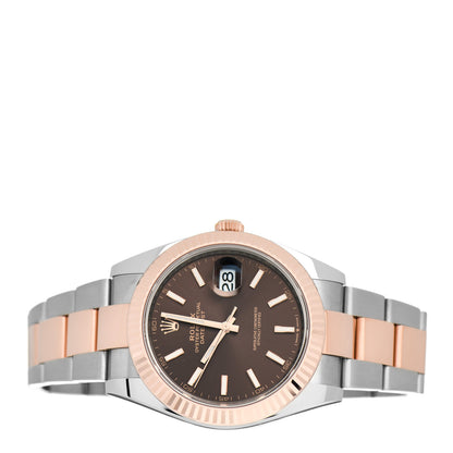 Rolex Stainless Steel 18K Everose Gold 41mm Oyster Perpetual Datejust Watch Chocolate 126331 2 of 5