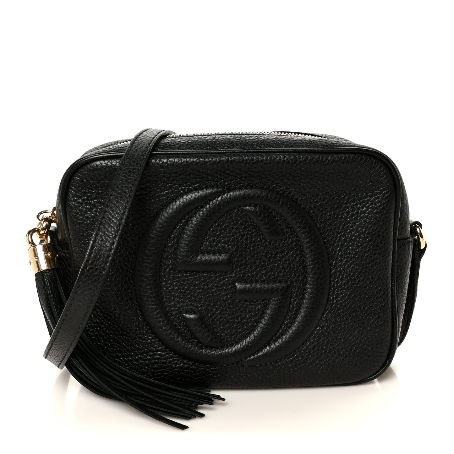 Pebbled Calfskin Small Soho Disco Bag Black