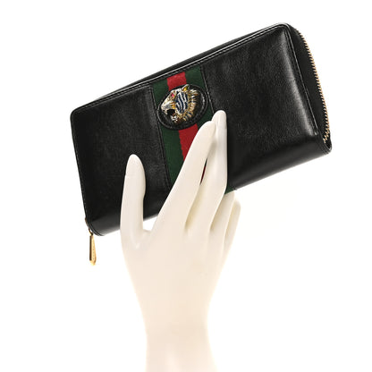 Gucci Calfskin Web Rajah Zip Around Wallet Black 2 of 8