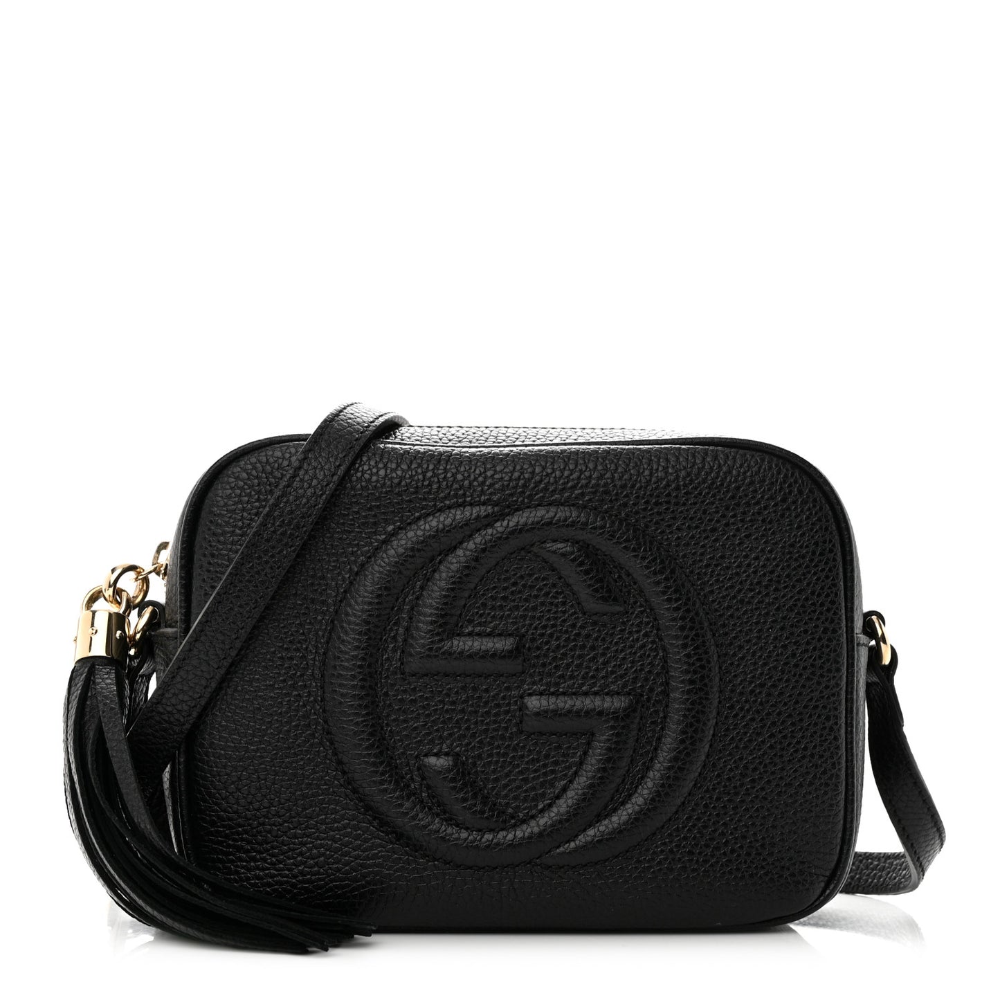 Pebbled Calfskin Small Soho Disco Bag Black