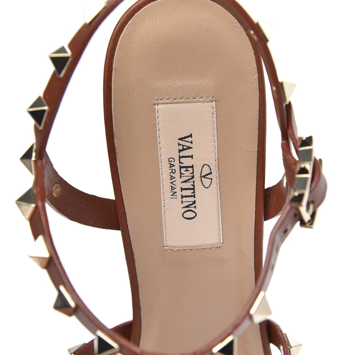 Calfskin Rockstud 60mm City Sandals 39 Saddle Brown