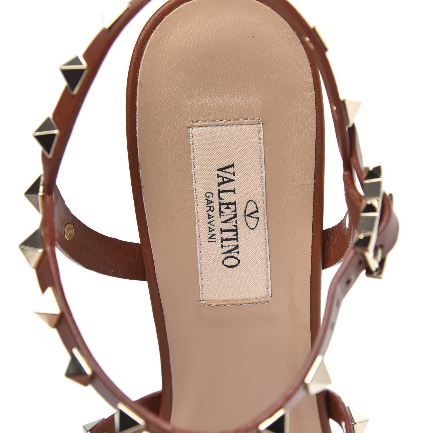 Valentino Garavani Calfskin Rockstud 60mm City Sandals 39 Saddle Brown 6 of 8