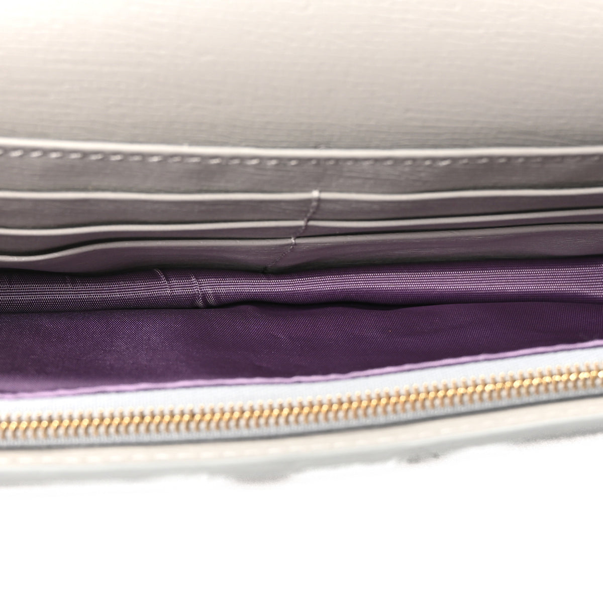 Textured Calfskin Script Logo Wallet On Chain Grey