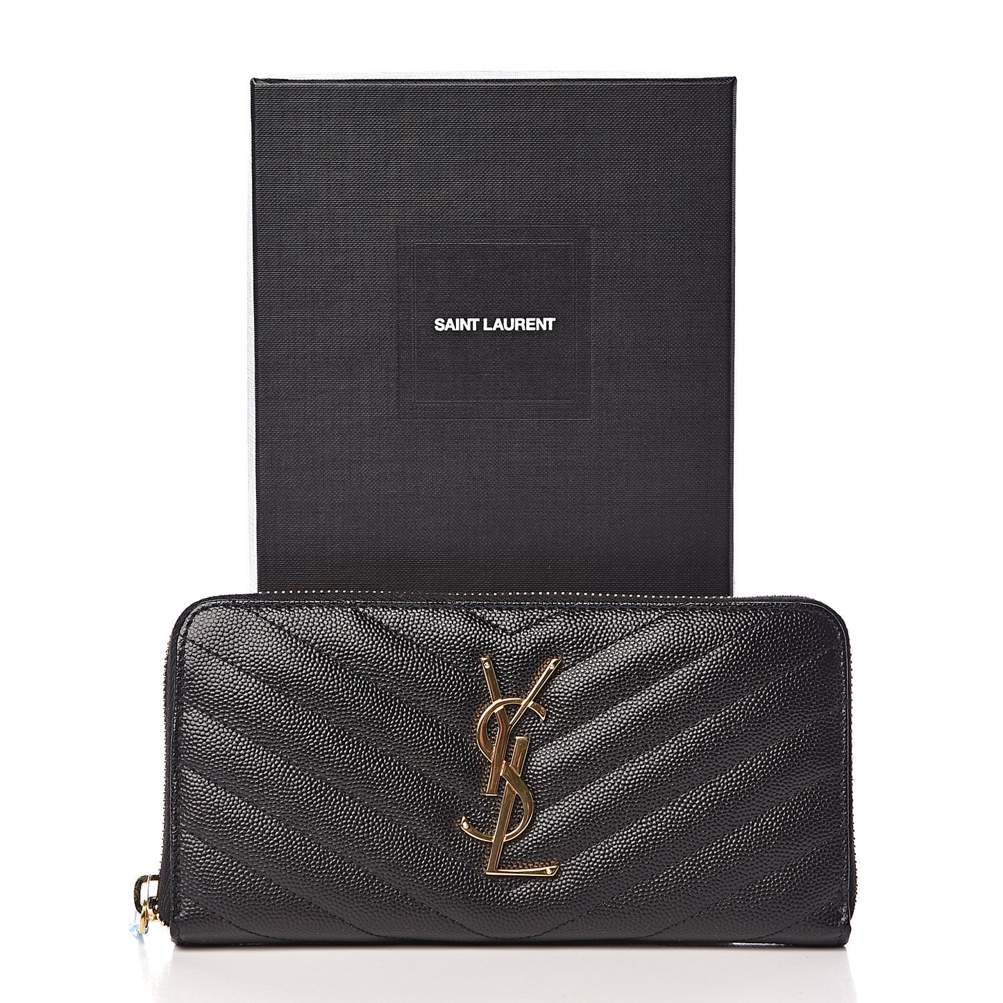 Grain De Poudre Matelasse Chevron Monogram Zip Around Wallet Black