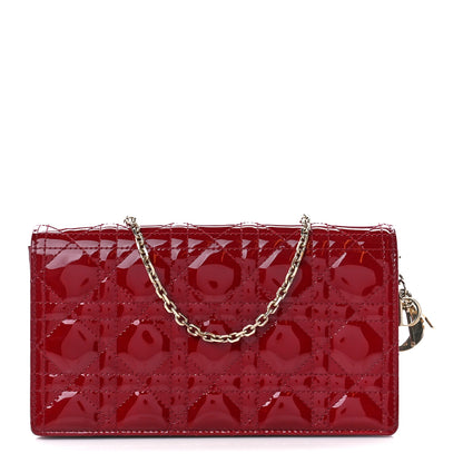 Christian Dior Patent Cannage LADY DIOR Clutch Rouge Ceris 3 of 17