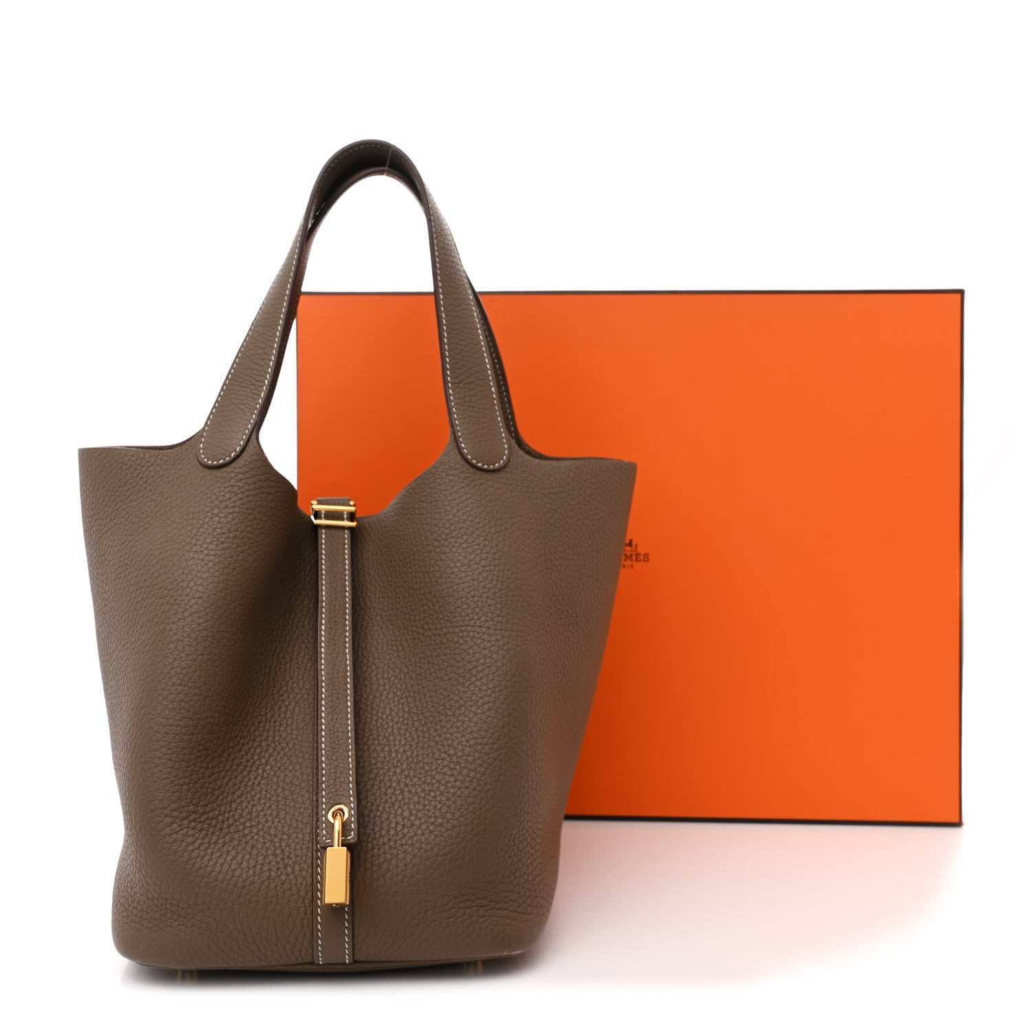 Hermes Taurillon Clemence Picotin Lock 22 MM Etoupe 12 of 12