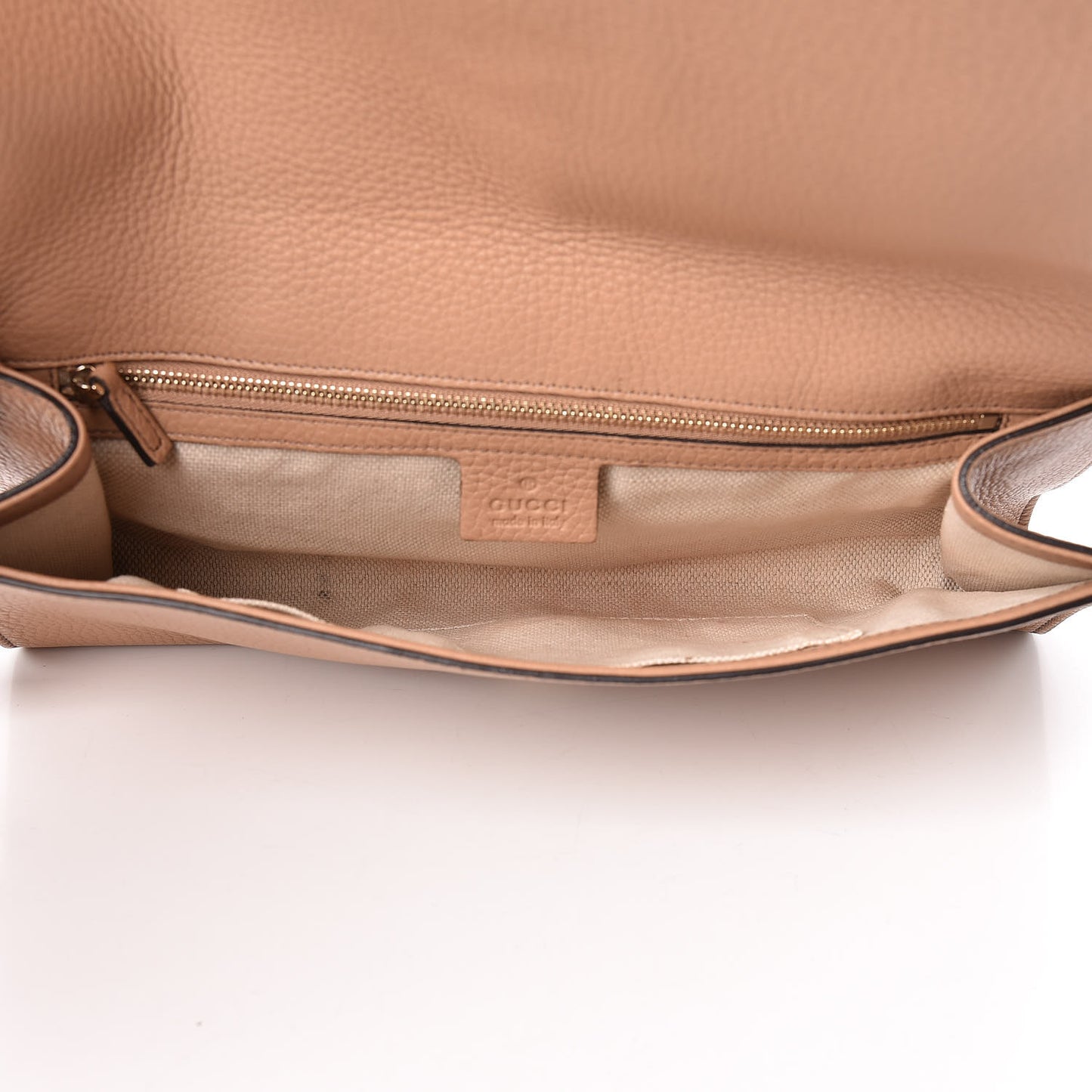 Pebbled Calfskin Medium Soho Clutch Camelia