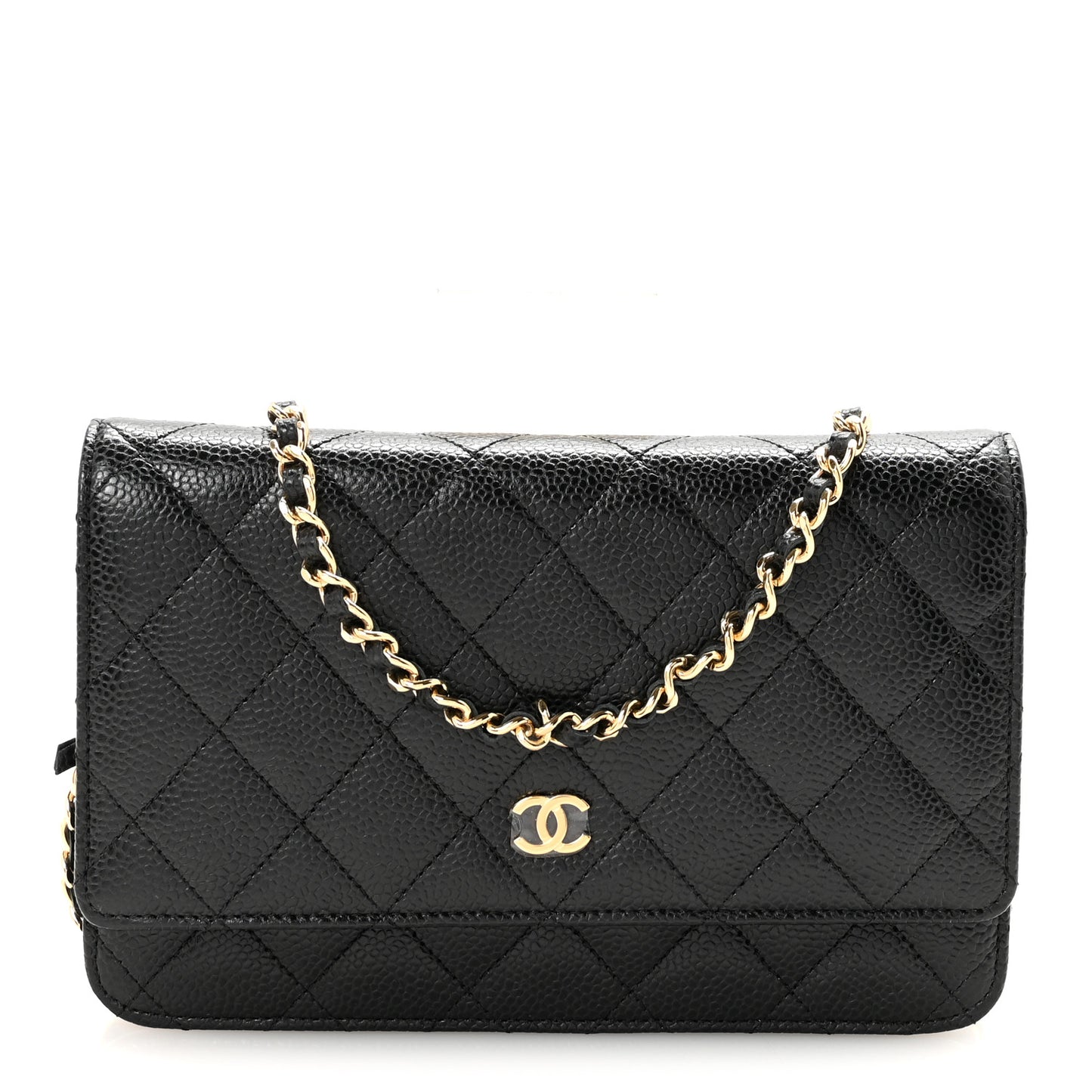 Caviar Quilted Wallet on Chain WOC Black