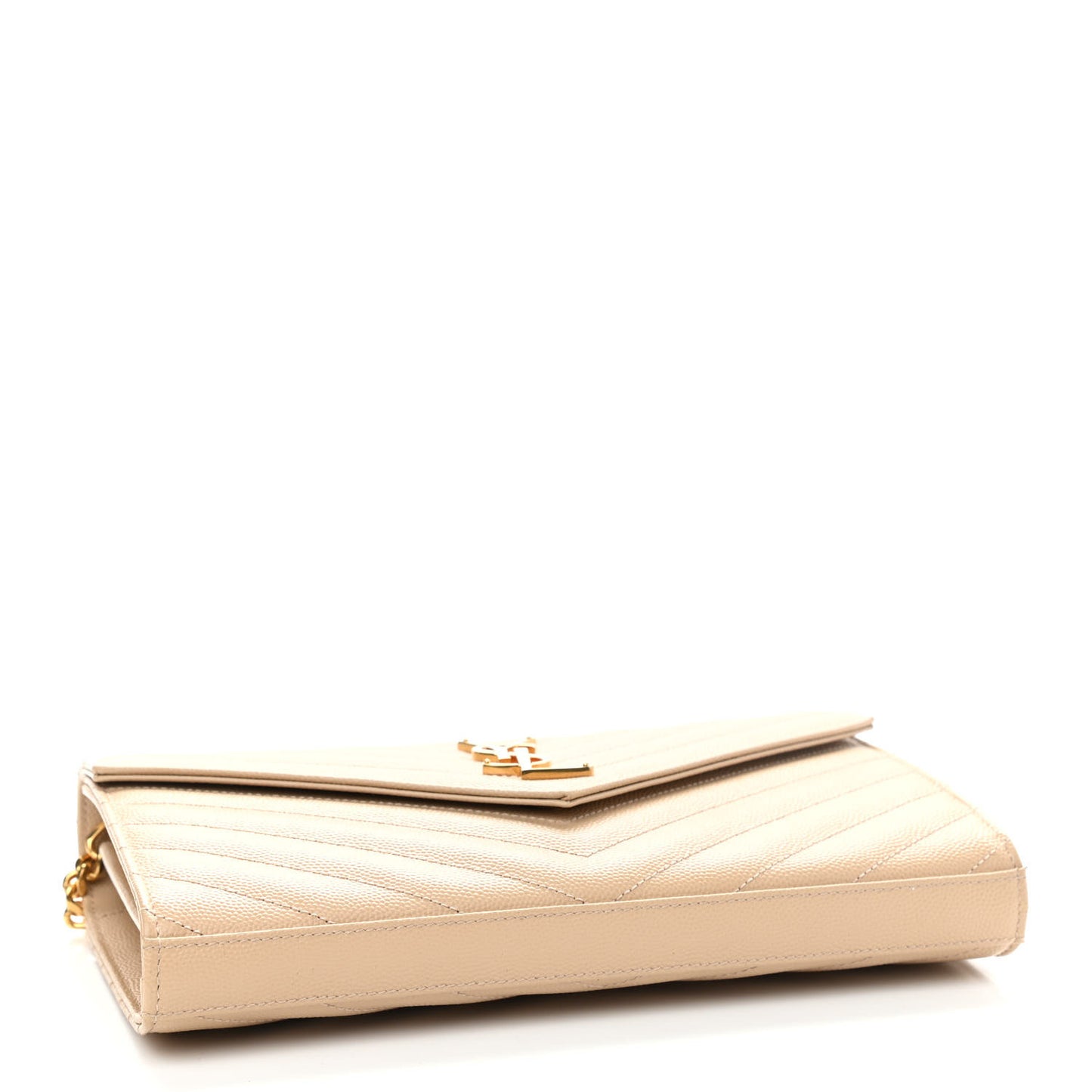 Grain De Poudre Matelasse Chevron Monogram Chain Wallet Nude Powder