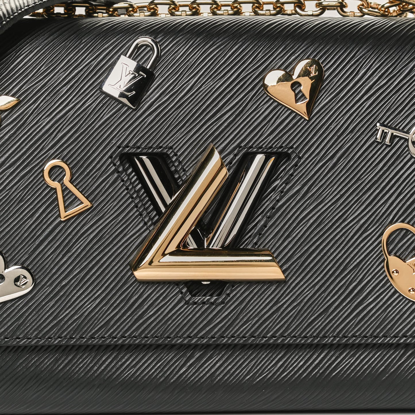 Epi Love Lock Twist Shoulder Bag MM Black