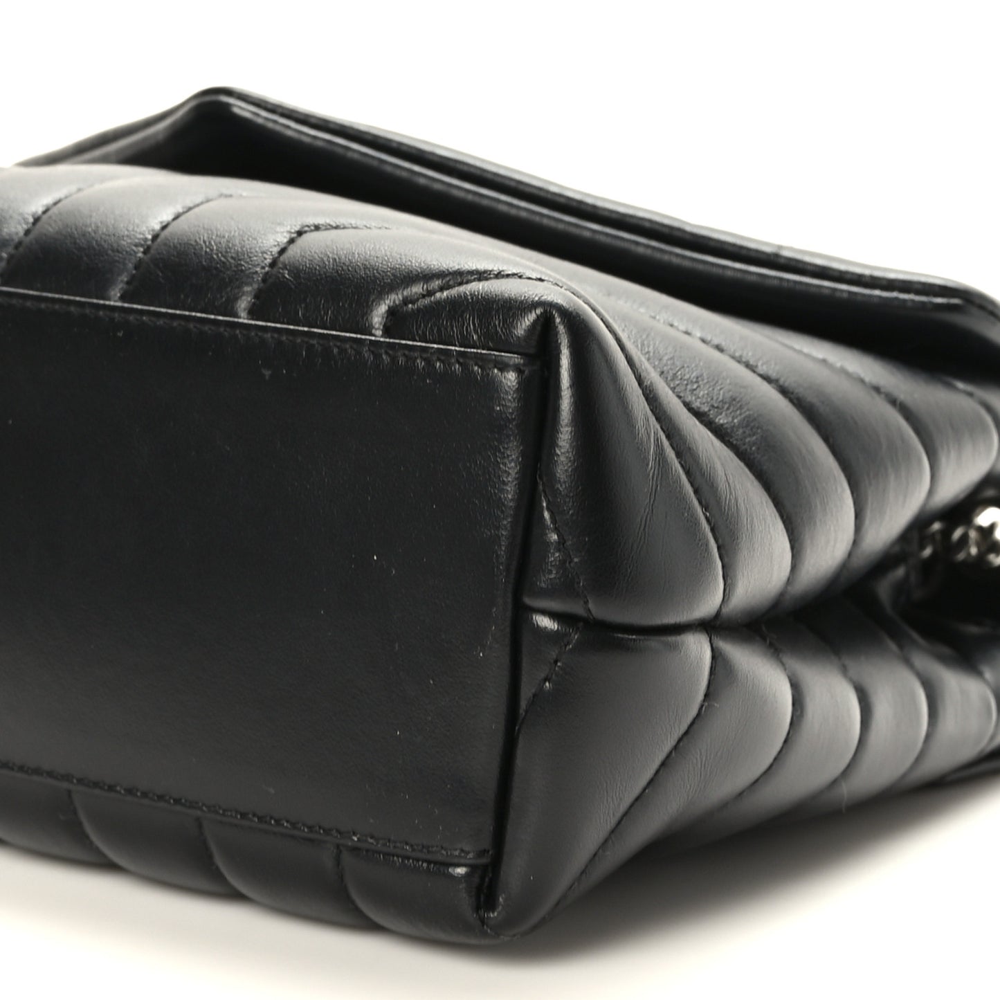 Calfskin Y Quilted Monogram Small Loulou Chain Satchel Black