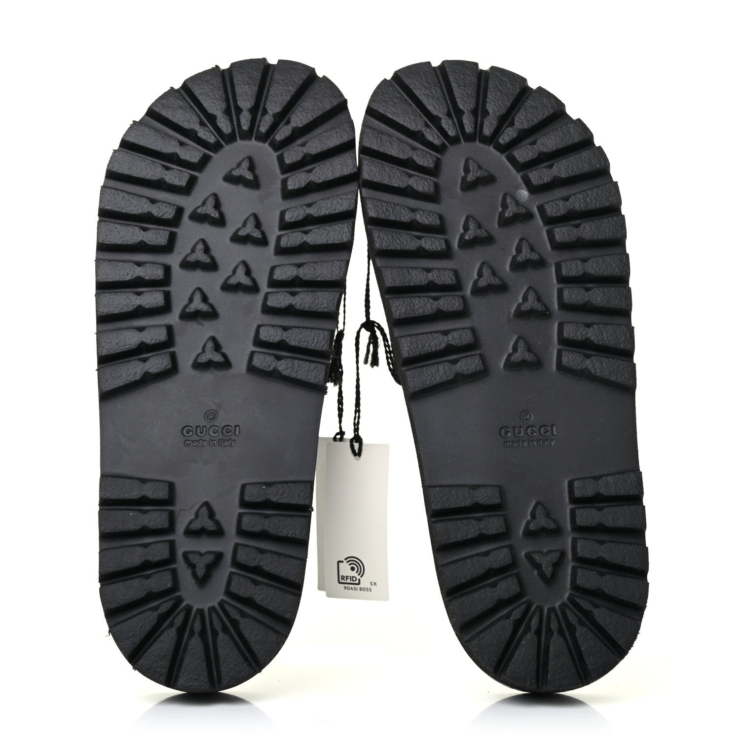 Gucci Rubber Web Mens Lug Sole Slide Sandals 7 Black Green Red 4 of 4