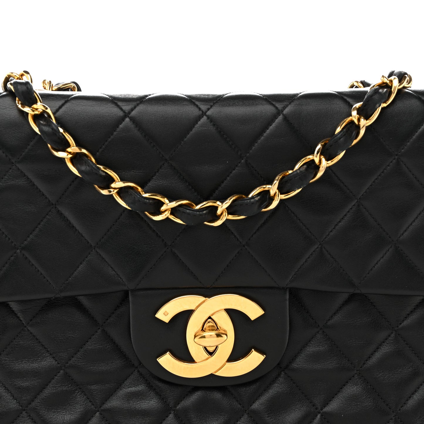 Lambskin Quilted XL Jumbo Single Flap Black