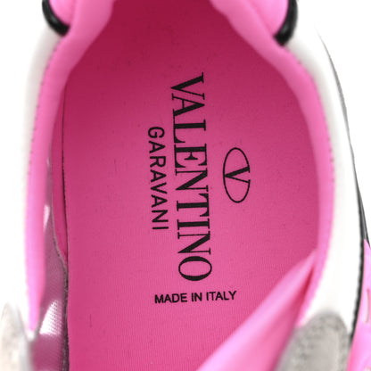 Valentino Garavani Suede Neoprene Mesh Womens Ready Go Runner Sneakers 38 Electric Pink Grey 8 of 9