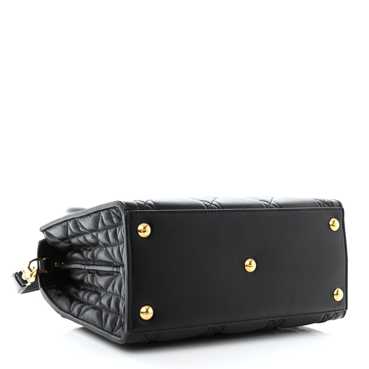 Christian Dior Calfskin Macrocannage Medium St. Honore Tote Black 4 of 13