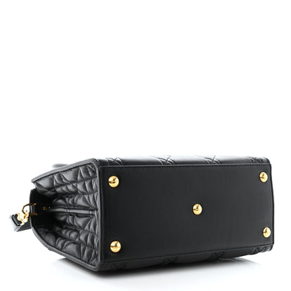 Christian Dior Calfskin Macrocannage Medium St. Honore Tote Black 4 of 13