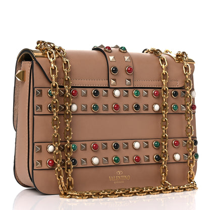 Valentino Garavani Grained Calfskin Tribal B-Rockstud Rolling Shoulder Bag Soft Noisette 2 of 11