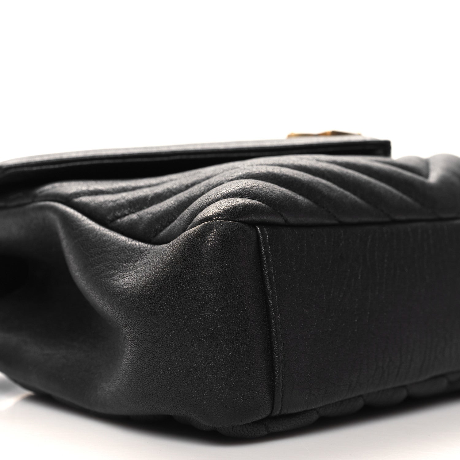 Saint Laurent Sheepskin Matelasse Chevron Monogram Medium College Bag Black 9 of 11
