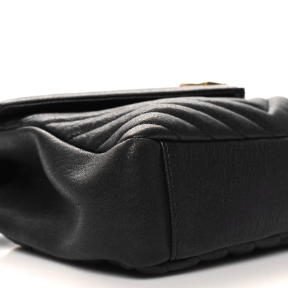 Saint Laurent Sheepskin Matelasse Chevron Monogram Medium College Bag Black 9 of 11