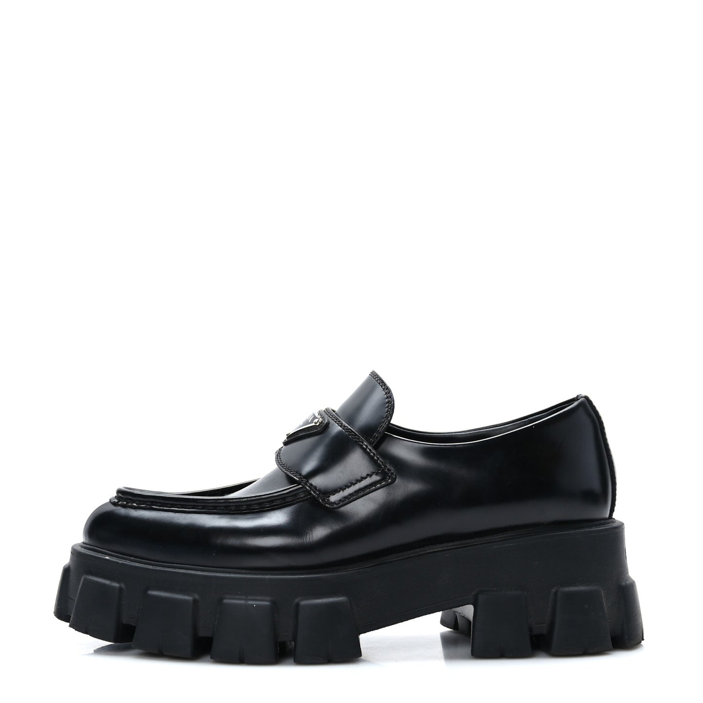 Spazzolato Triangle Logo Monolith Pointy 55mm Loafers 38.5 Black