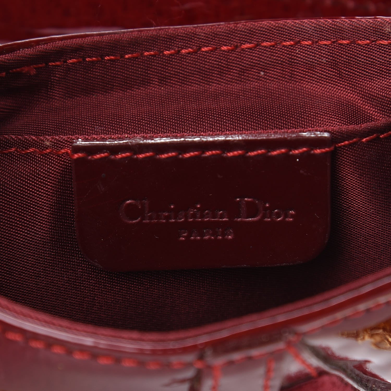 Christian Dior Patent Diorissimo Saddle Wristlet Dark Red 6 of 9