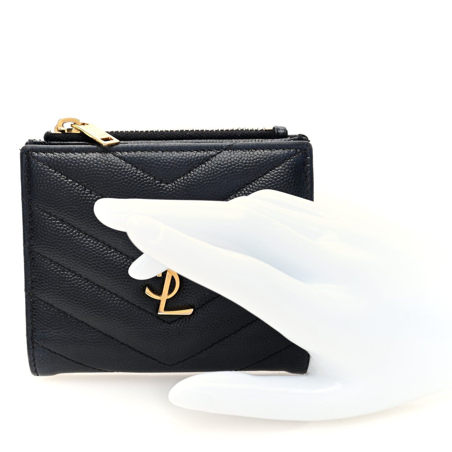 Grain De Poudre Matelasse Chevron Monogram Zipped Card Case Black